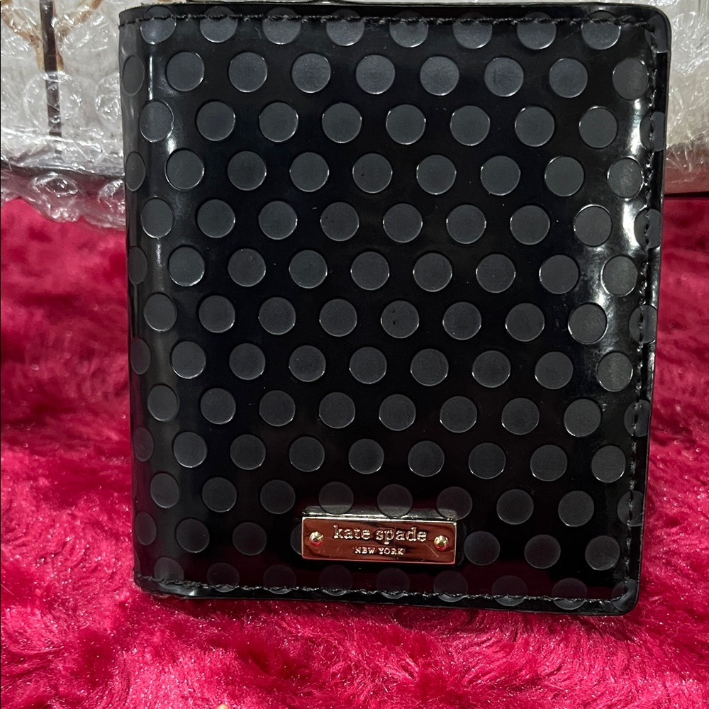 Kate Spade Black and Gray Polka Dot Card Holder